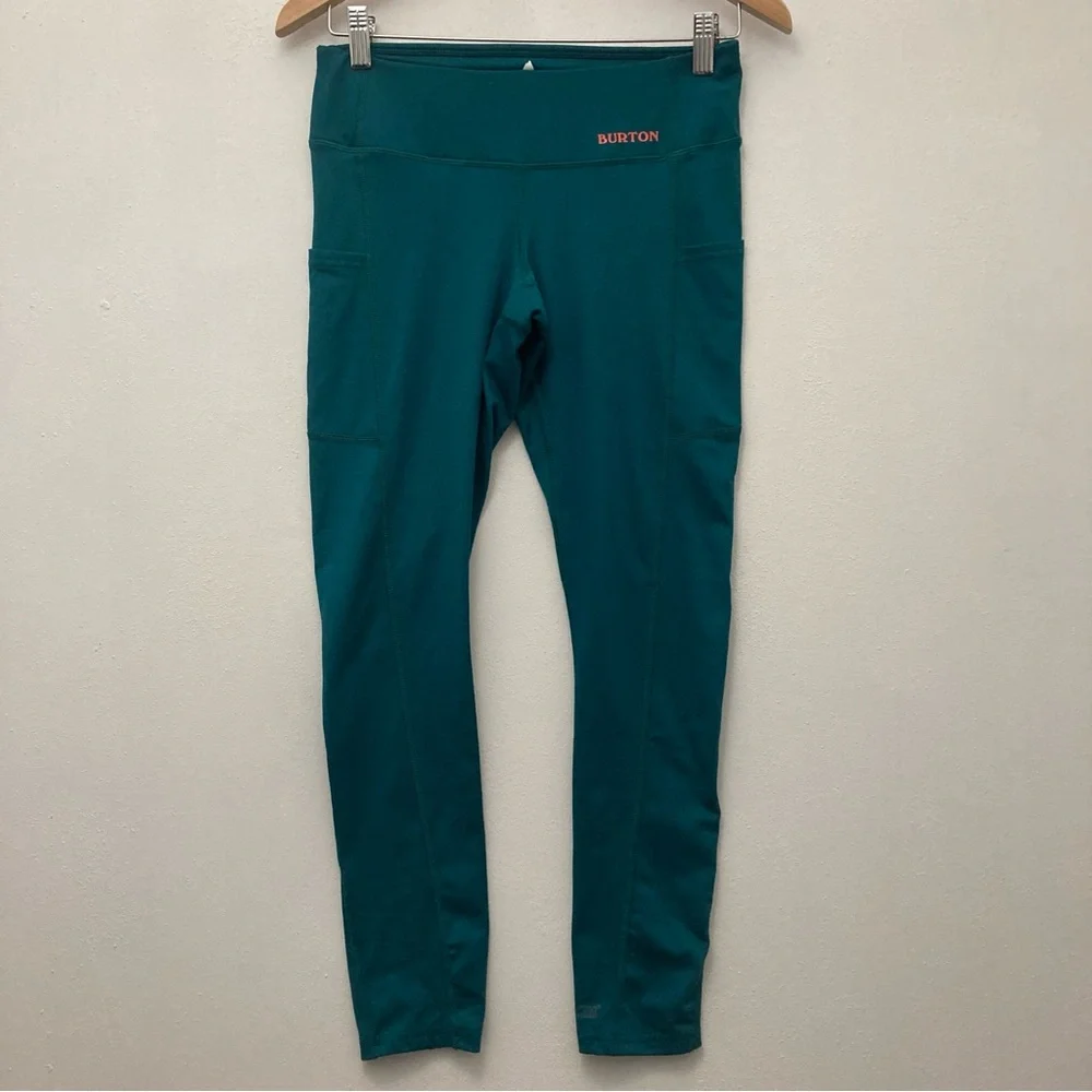 Burton Leggings Women's S Small Green Mid Rise Stretch Snowboard Ski